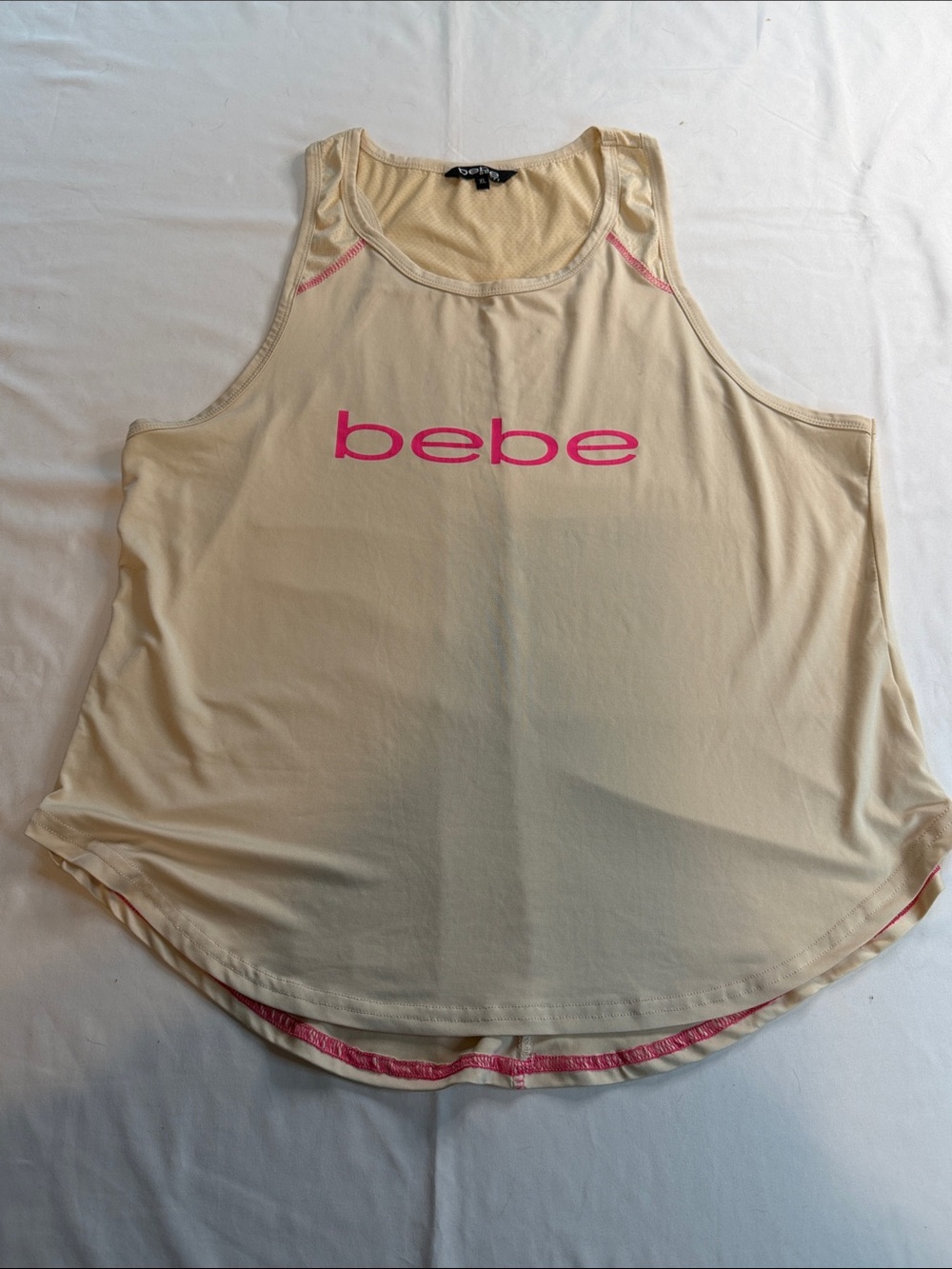 bebe Cream Tank with Pink Logo